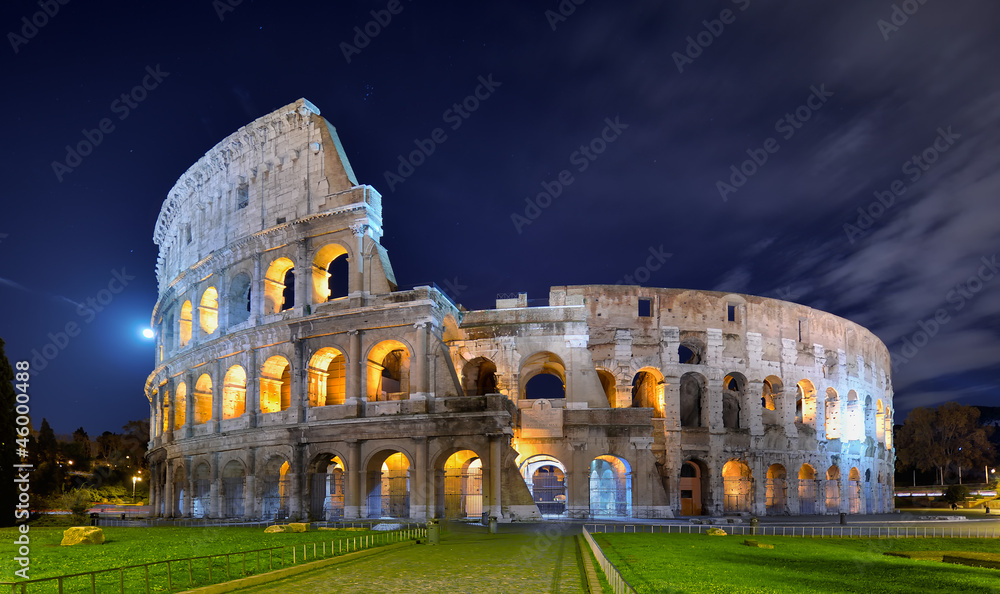 Colosseum at night in the moonlight
