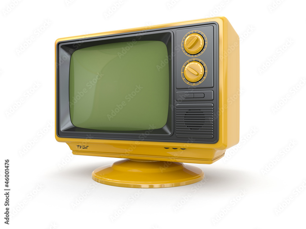 Yellow vintage retro tv.