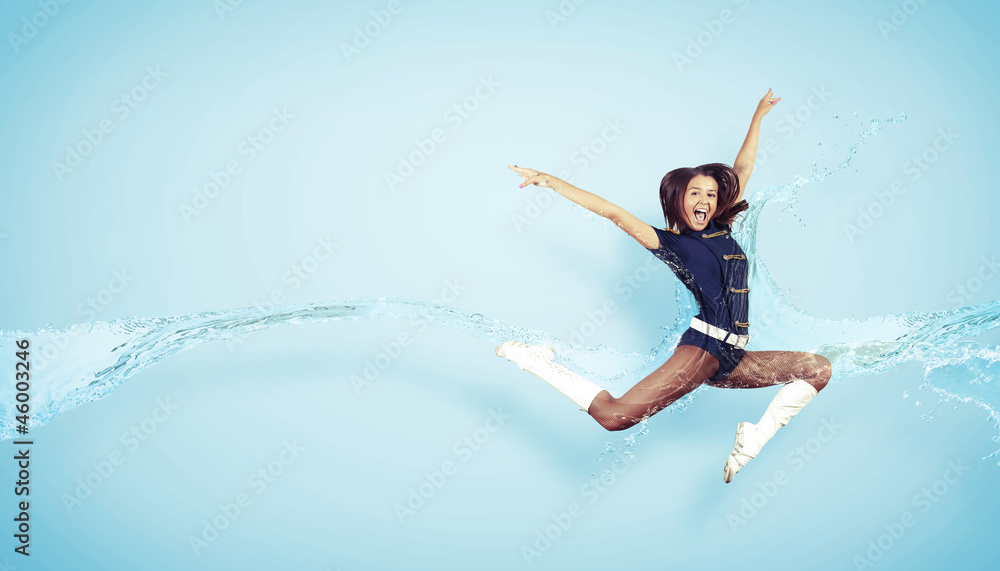 Young woman dancer. With lights effect. Young woman dancer. With lights effect.