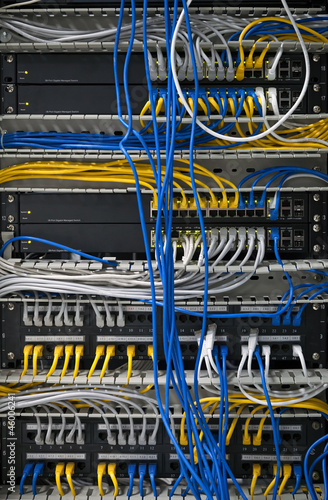 Large network hubs with connected cables
