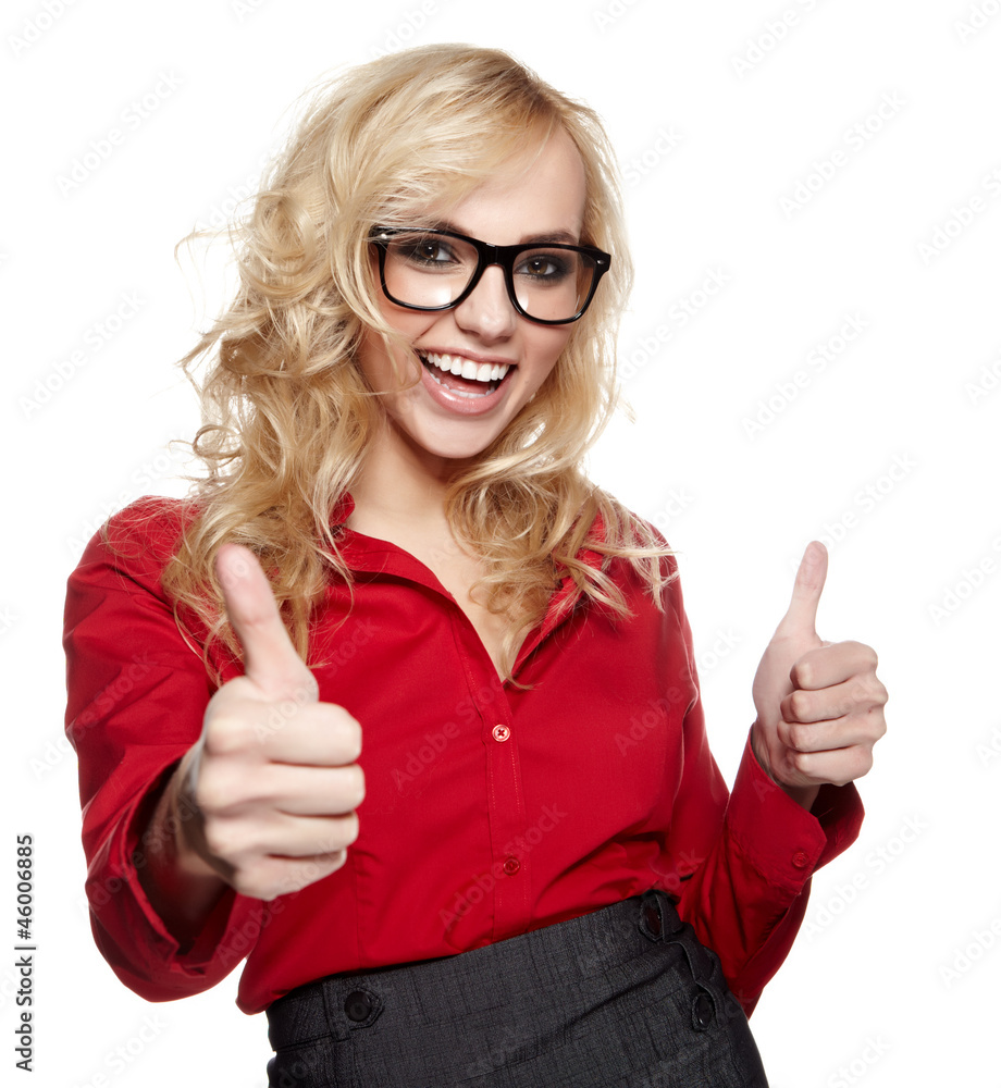 Portrait of a happy young business woman. Isolated on white back Portrait of a happy young business woman. Isolated on white back