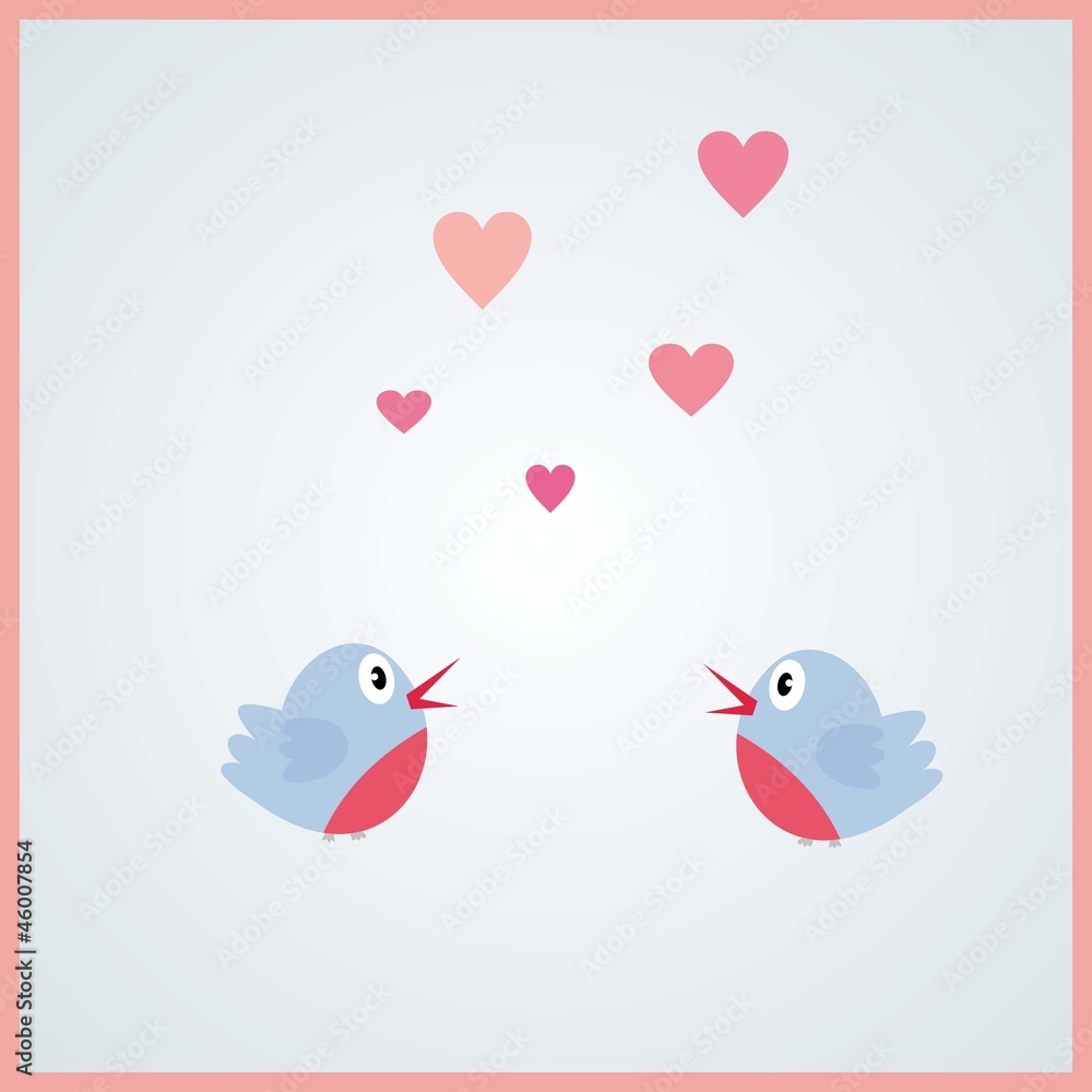 Love bird in the air- Valentine's day, light pink, couple