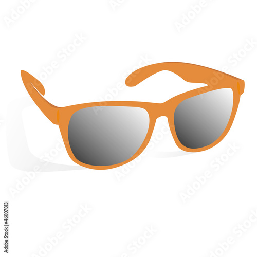 glasses of orange color on a white background with shadow