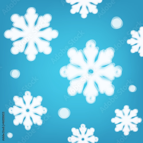 Blue background with transparent snowflakes.
