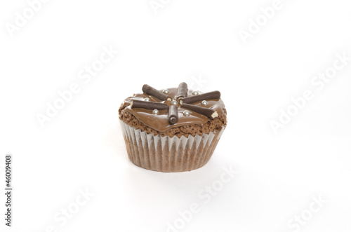 sweet muffins on white background photo