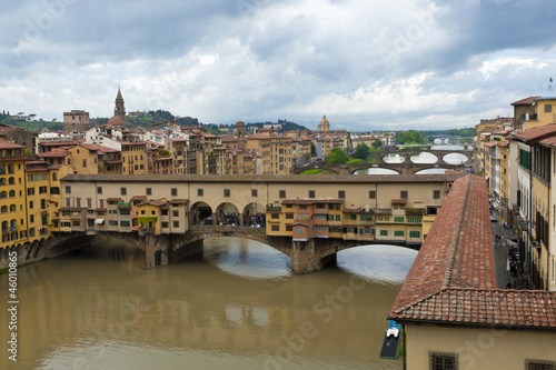 View of Florence, Arno River and famous Ponte Vecchio