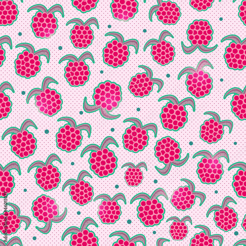 Seamless Pattern with Raspberries Seamless Pattern with Raspberries