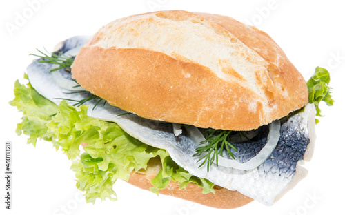 Wallpaper Mural Fresh Herring on a roll against white Torontodigital.ca