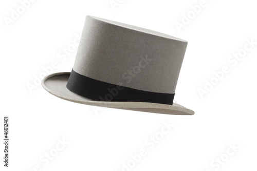 Vintage gray felt top hat with black band