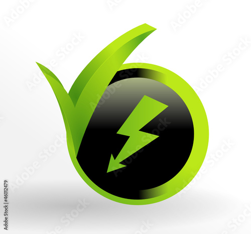 icône énergie sur bouton vert et noir