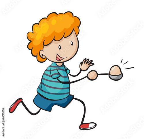 boy running in egg and spoon race