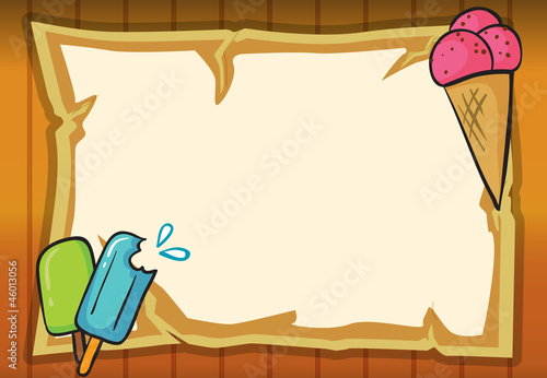 ice cream and paper sheet
