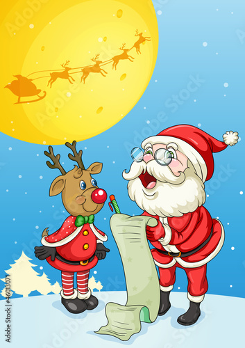 santa claus and reindeer