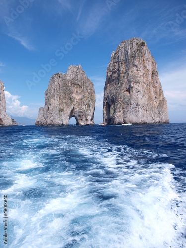 Famous rock formations at Capri shore, Italy