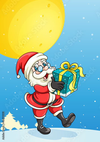 a santa claus and gift box