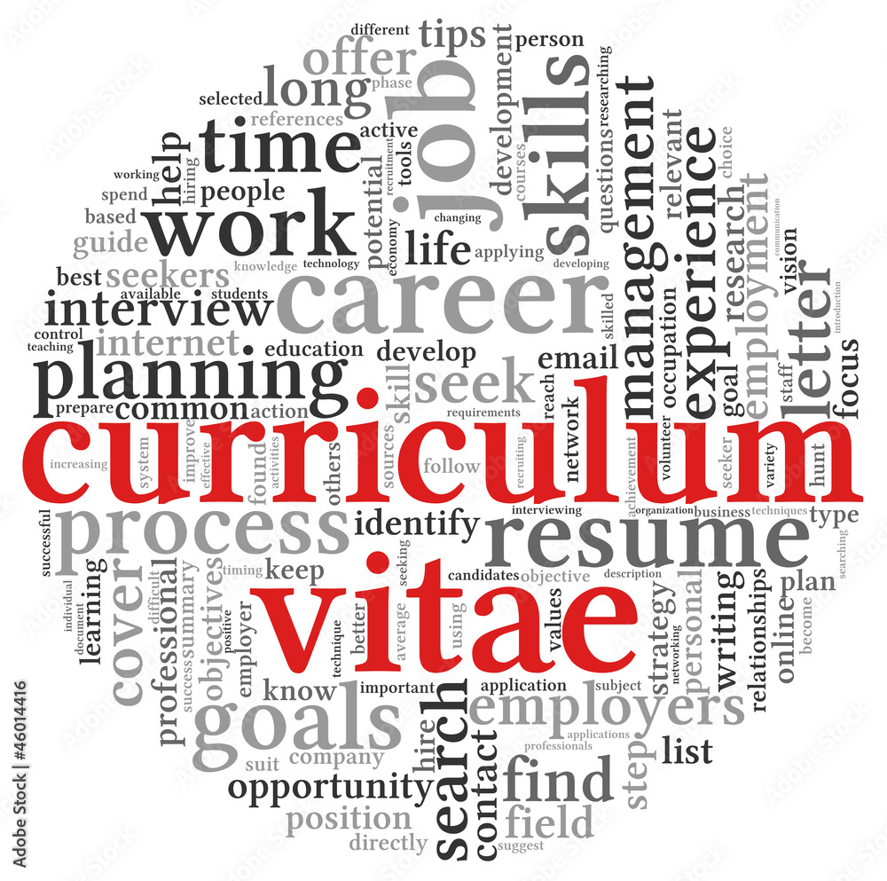 Curriculum vitae  concept in word tag cloud