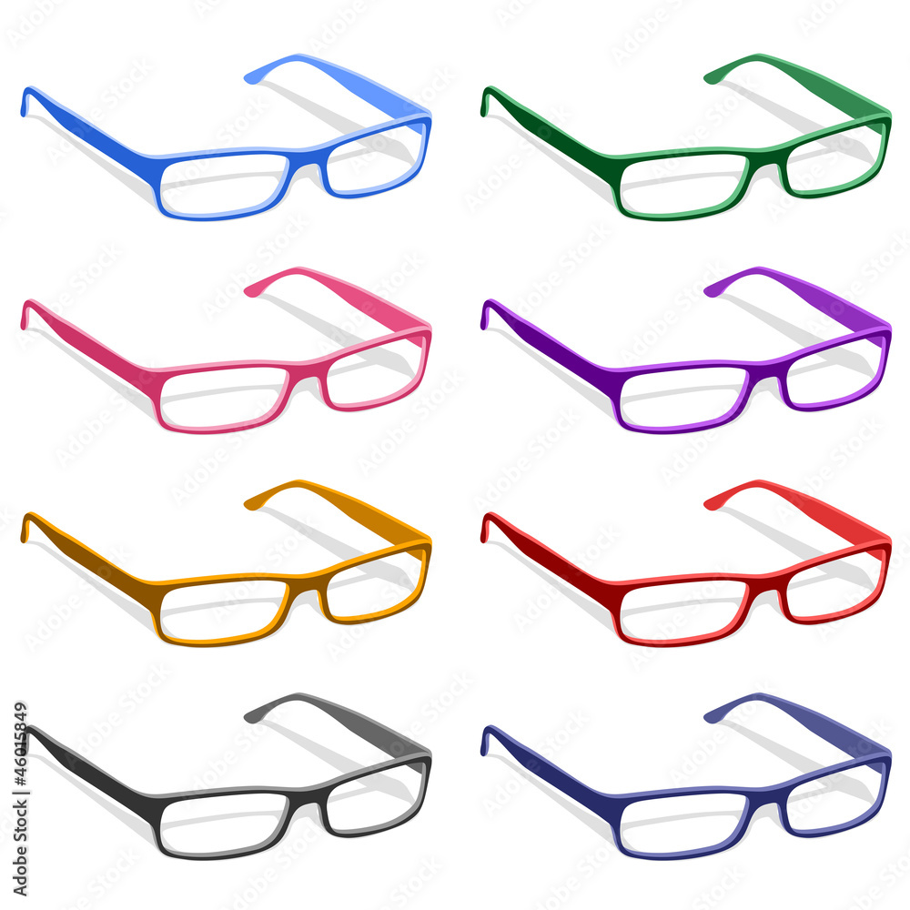 Gafas graduadas en diferentes colores vector de Stock | Adobe Stock