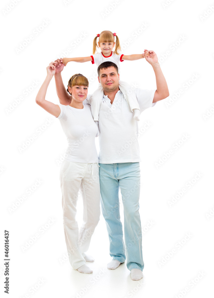 Fototapeta premium Happy young family isolated on white background