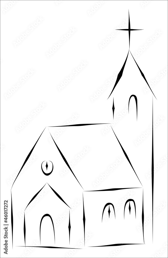 drawing 3d chapel for kids - Google Search | Coloring pages, House drawing,  Church