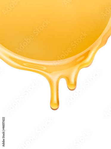 honey flowing on a white background