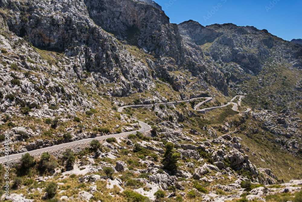 Winding road in mountain in Mallorca Winding road in mountain in Mallorca