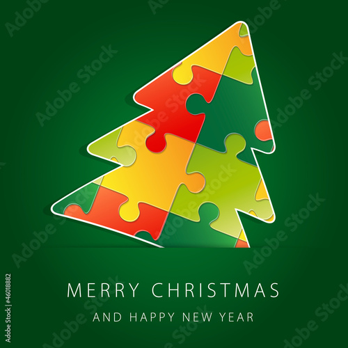 Greeting card Merry Christmas with green background