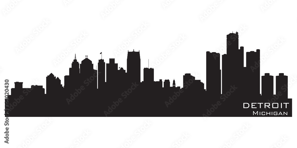 Detroit, Michigan skyline. Detailed vector silhouette