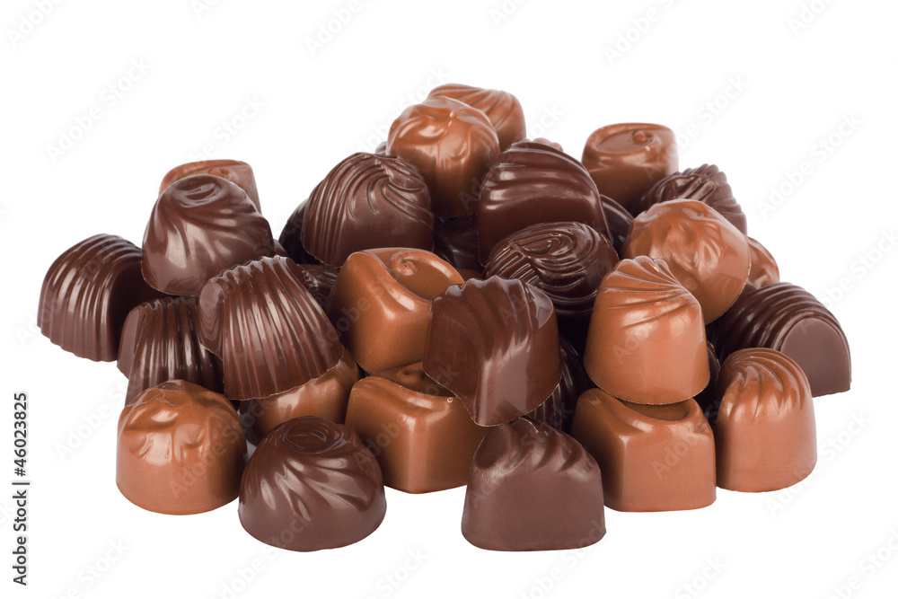 Set of tasty chocolates isolated on a white background Set of tasty chocolates isolated on a white background