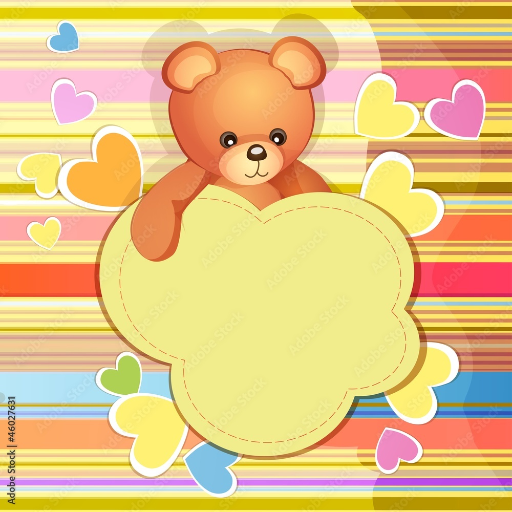 Baby shower card with cute teddy bear Baby shower card with cute teddy bear