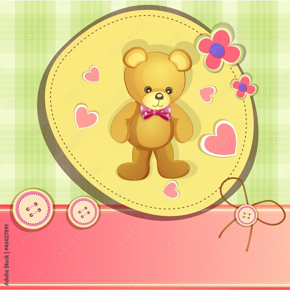 Baby shower card with cute teddy bear Baby shower card with cute teddy bear
