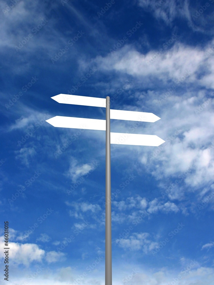 Signpost on beautiful background of blue sky. 3D render. Signpost on beautiful background of blue sky. 3D render.