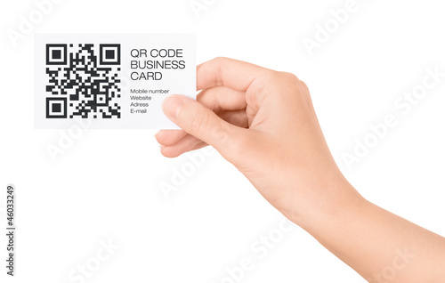 Hand Showing QR Code Business Card