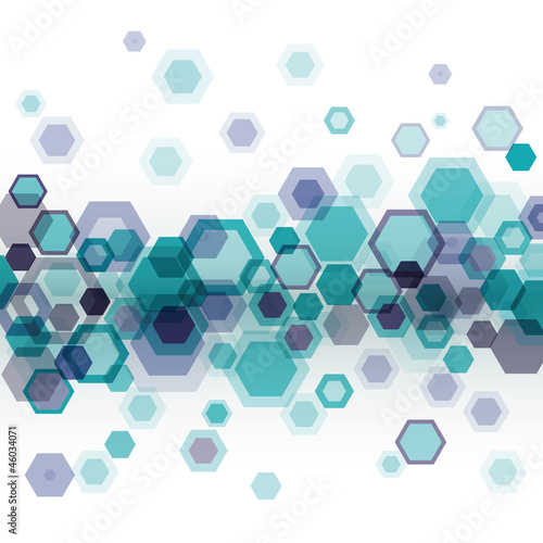 Blue geometrical background with hexagons over white. Eps10
