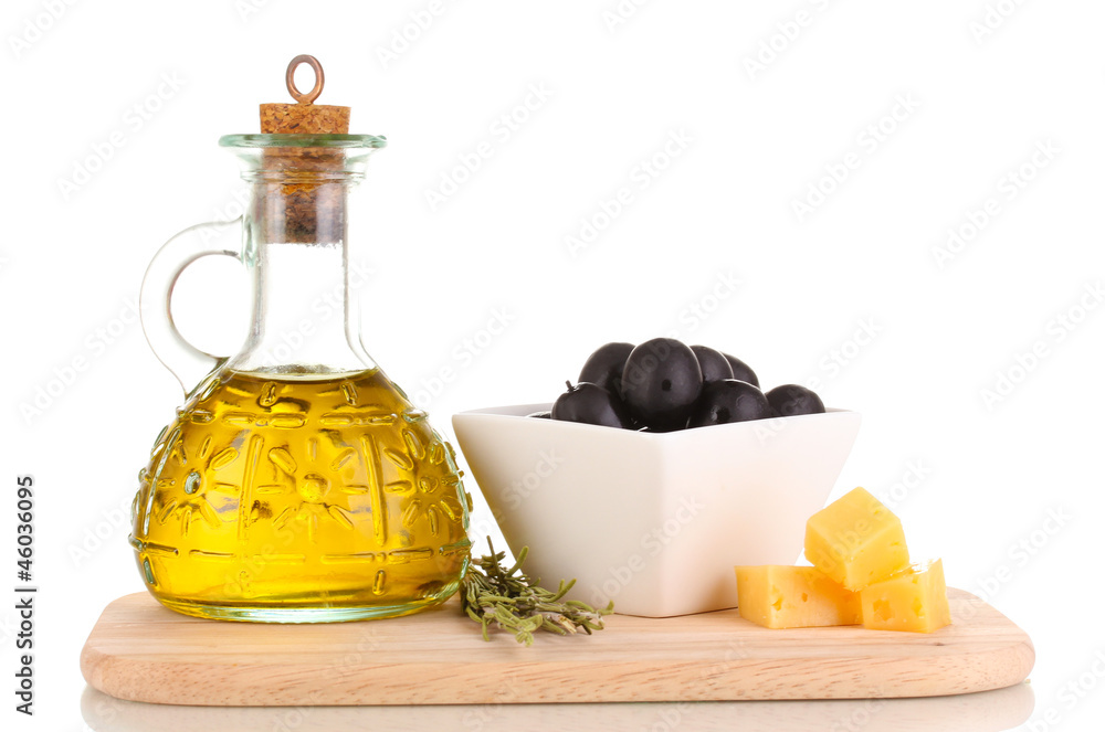 Black olives in white bowl with rosemary,olive oil and cheese Black olives in white bowl with rosemary,olive oil and cheese