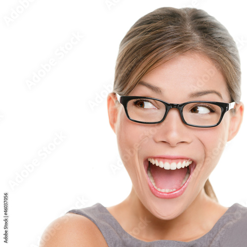 Excited woman looking