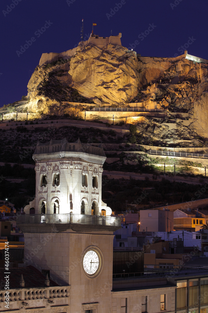 Fototapeta premium Alicante Town Hall Tower & Castle