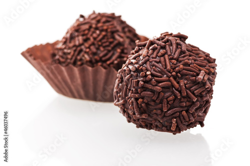 chocolate truffles isolated on white background