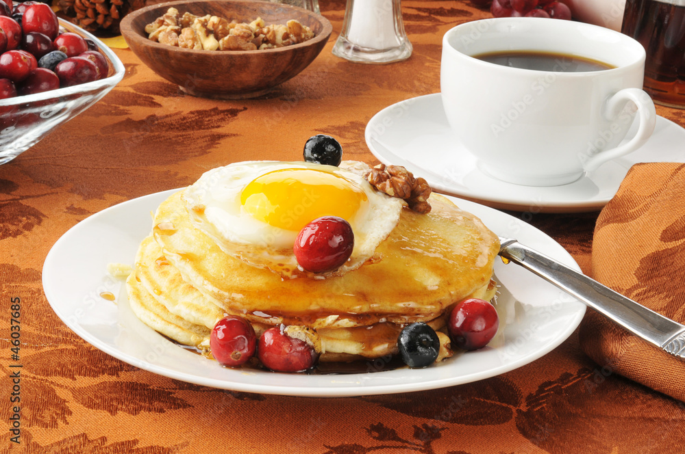 Pancakes with an egg on top Pancakes with an egg on top