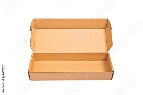 Empty open paper box isolated on white background,with clipping