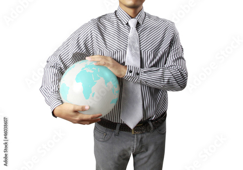  earth globe in his hands