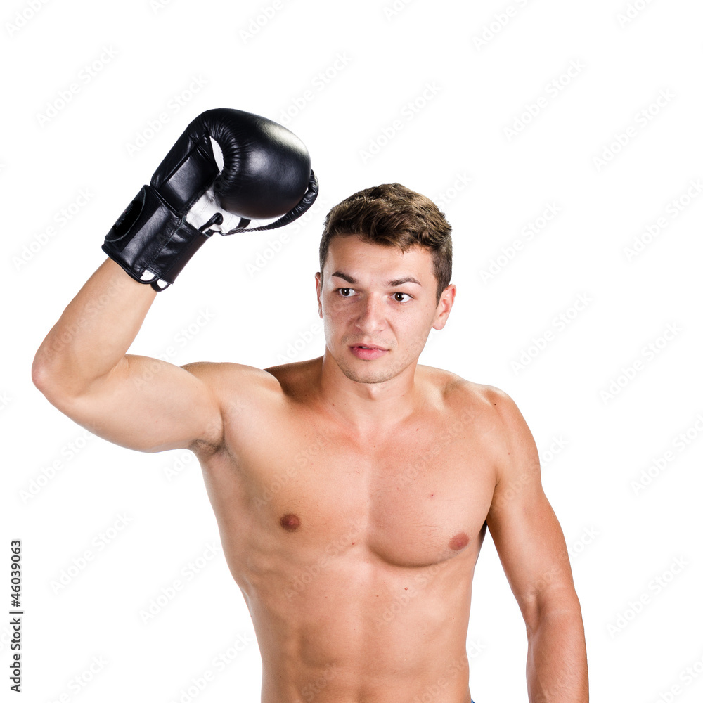 Boxer showing victory
