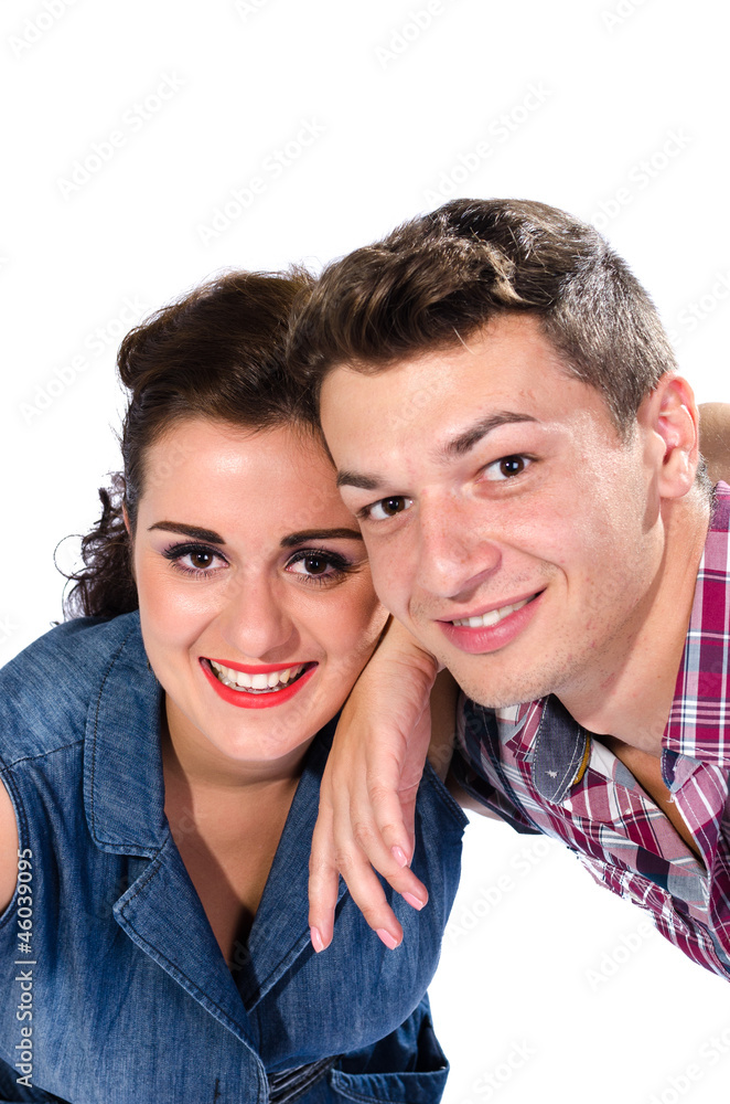 Portrait of young couple smiling to camera Portrait of young couple smiling to camera