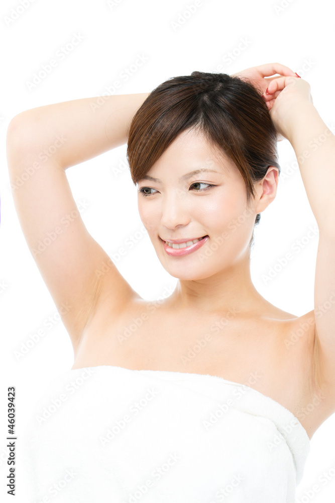 Beautiful young woman on white background. Portrait of asian. Beautiful young woman on white background. Portrait of asian.