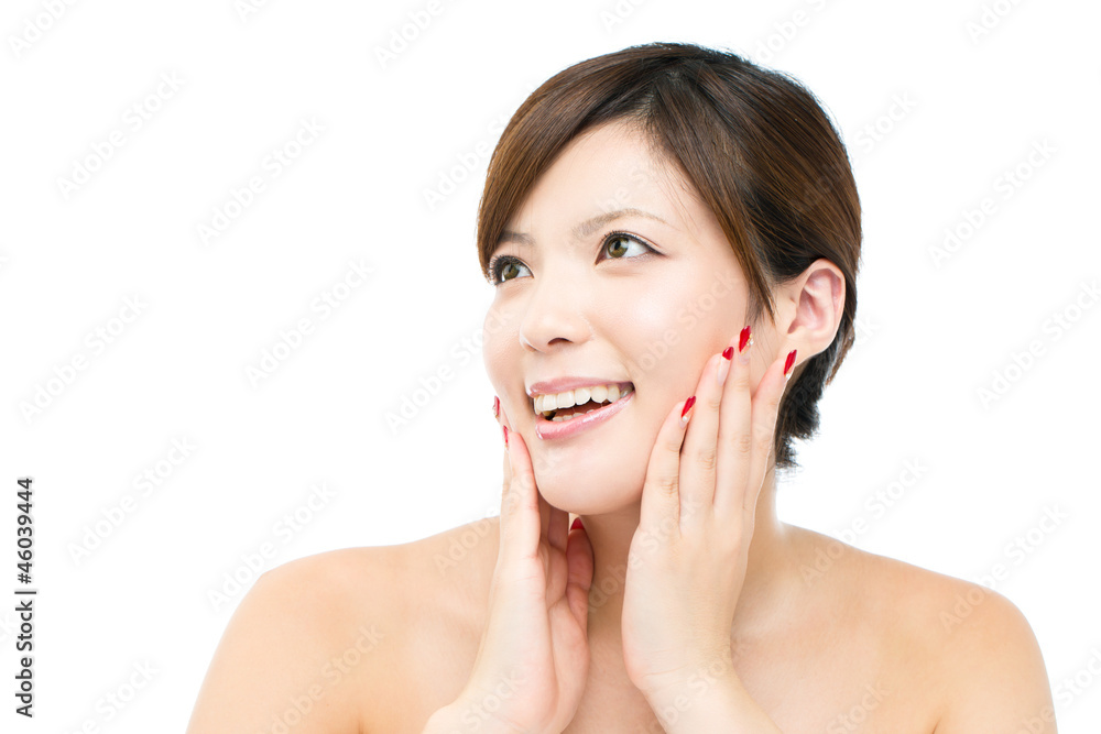 Beautiful young woman on white background. Portrait of asian. Beautiful young woman on white background. Portrait of asian.