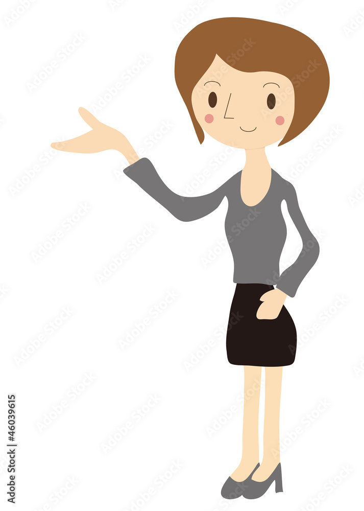 紹介をする女性のイラスト 紹介をする女性のイラスト