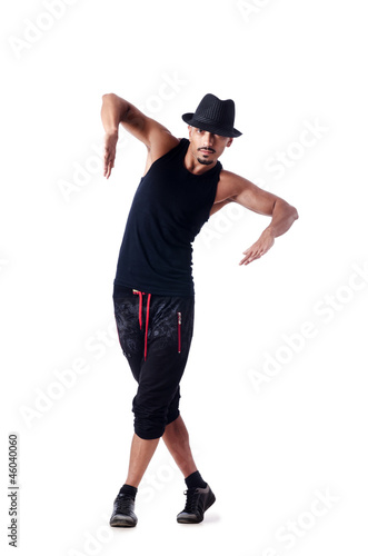 Muscular dancer isolated on white