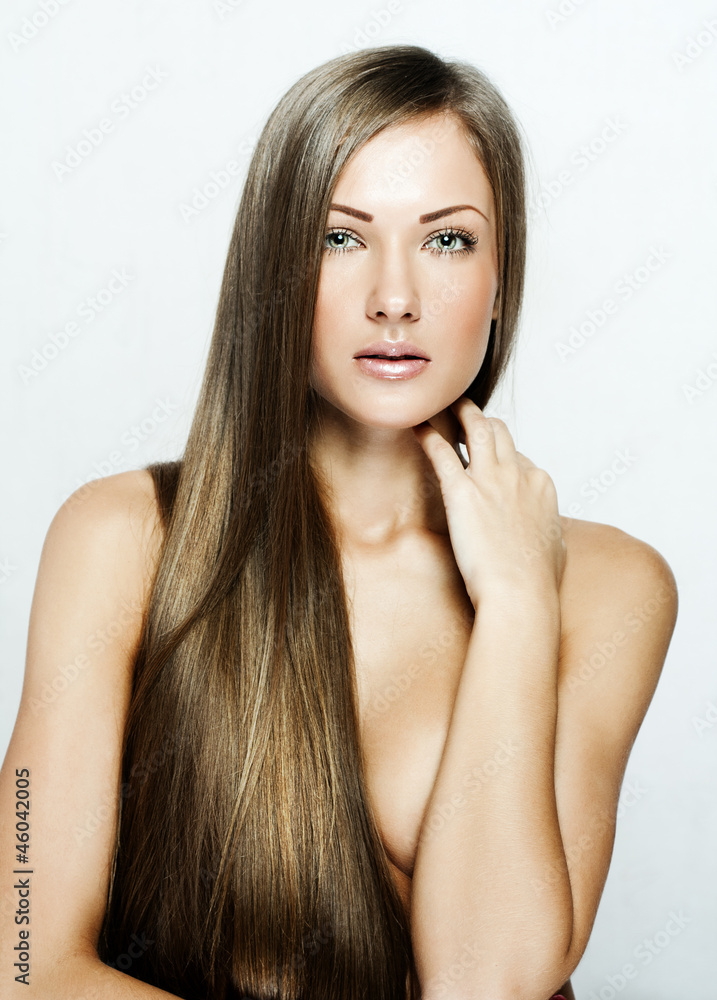 Naklejka premium red hair , beautiful young red-headed woman with long shiny hair