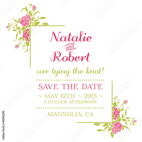 Wedding Invitation Card - Flower Theme - in vector