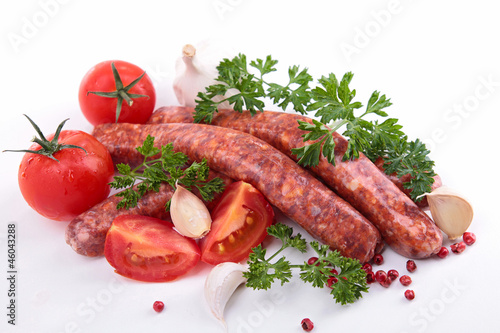 raw sausage and ingredient