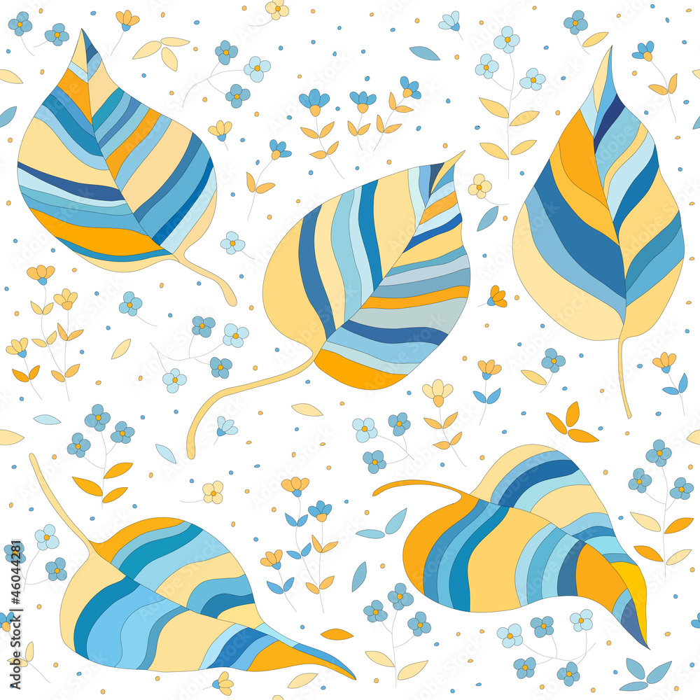 seamless pattern with colorful leaves